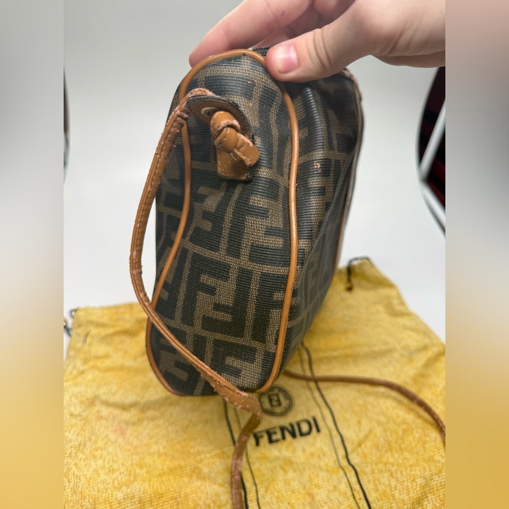 Authentic Vintage Fendi Zucca FF Crossbody Bag Brown Logo Italy READ - Picture 13 of 15